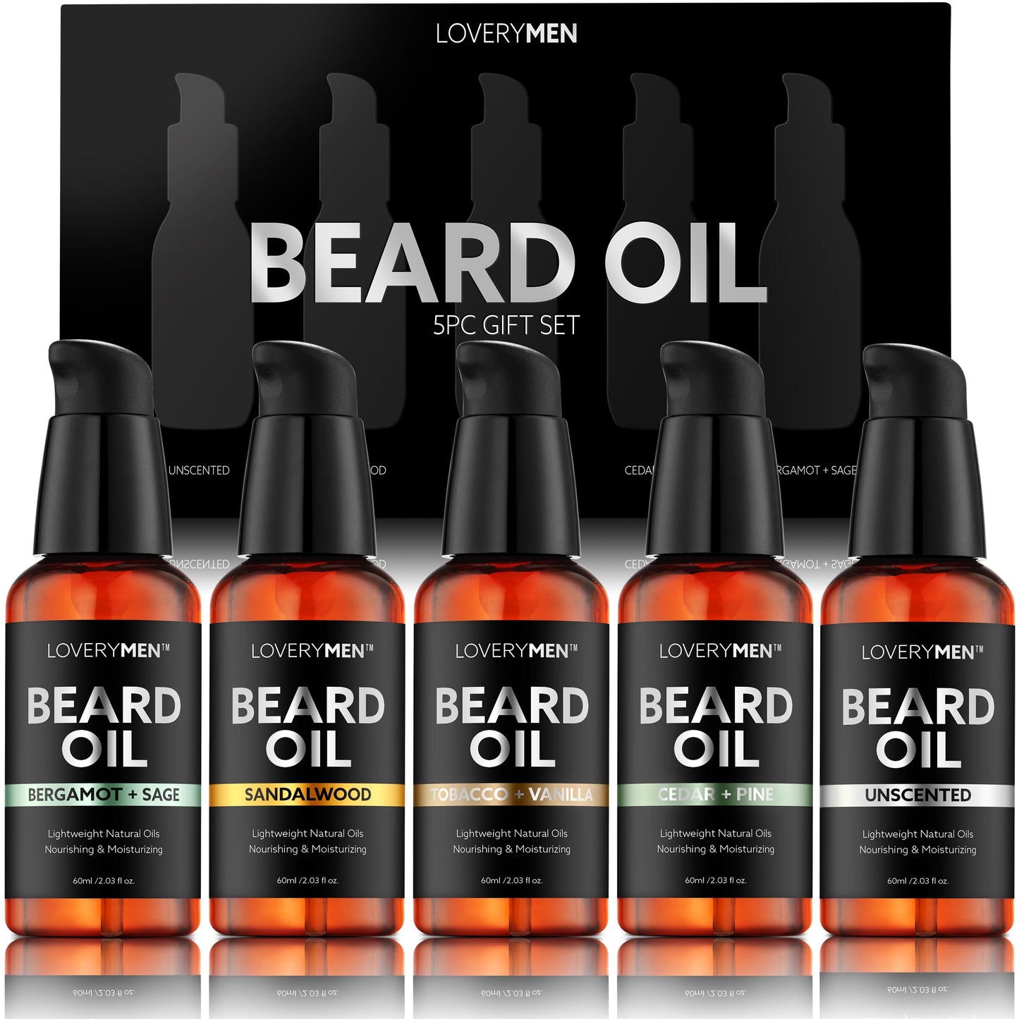 Deluxe Beard Oil for Men - Sandalwood, Tobacco Vanilla, Bergamot Sage, Cedar Pine, Unscented Fragrances, Natural Mens Beard Oil Kit With Argan Beauty and Personal Care LOVERY