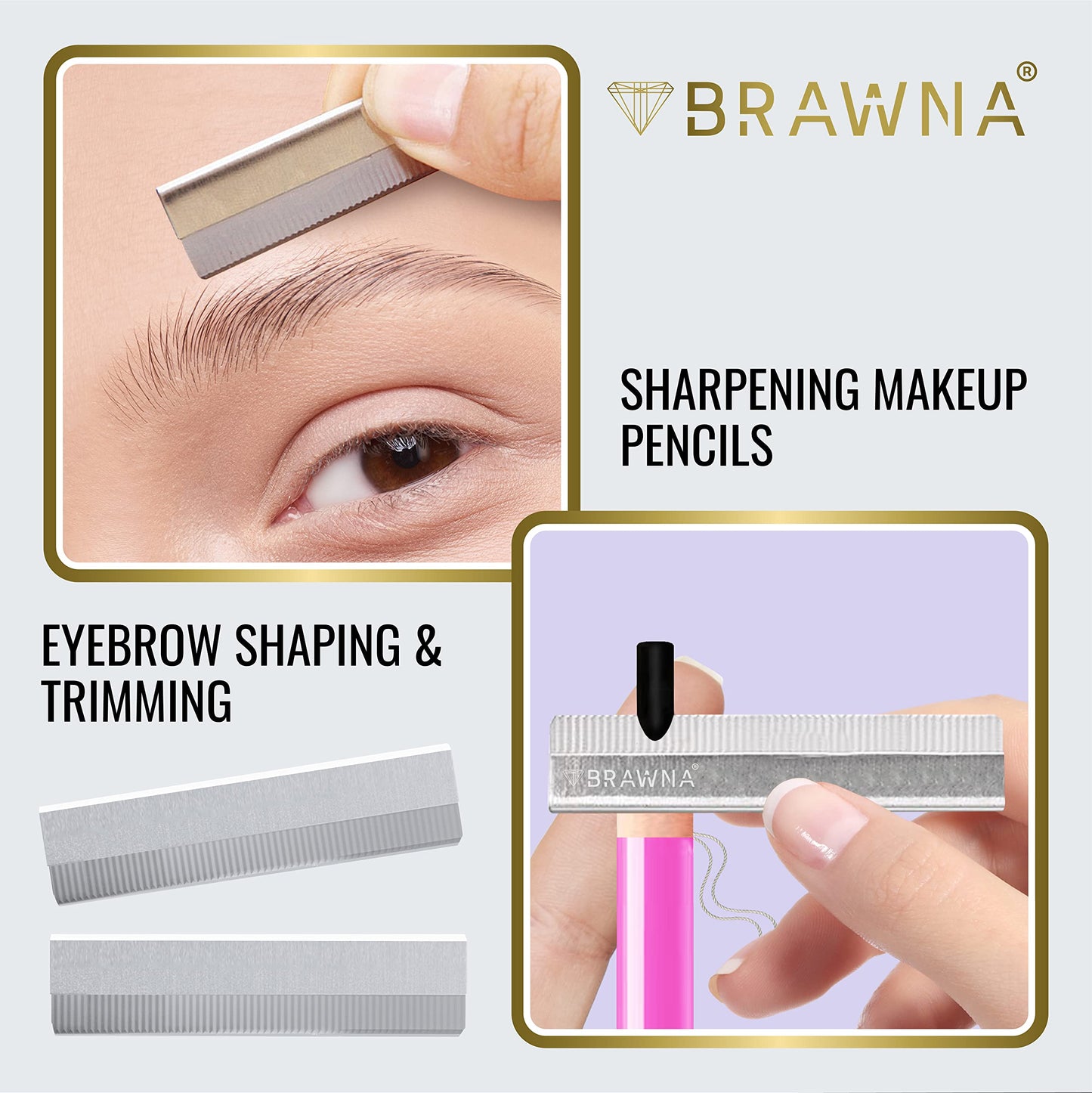BRAWNA PMU Supplies Eyebrow Razor Blades - Stainless Steel Single Edge Razor Blades - Eyebrow Pencil Shaper - Duckbill - Shape Pencil Sharpening Tool Beauty and Personal Care BRAWNA