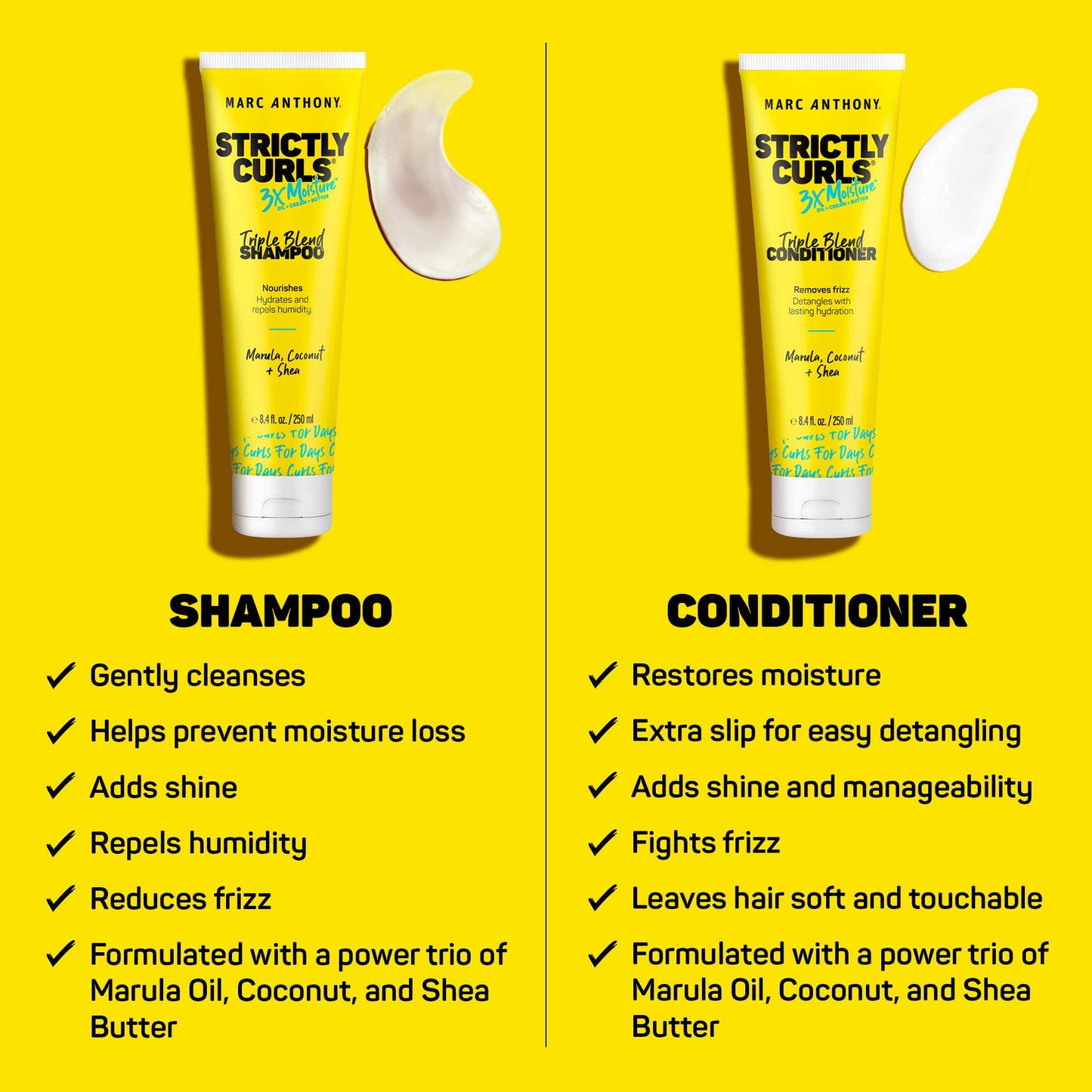 Marc Anthony Strictly Curls 3x Moisture Deep Shampoo & Conditioner for Curl Defining & Anti Frizz - Shea Butter, Marula Oil, Aloe & Coconut Oil Beauty & Personal Care Marc Anthony