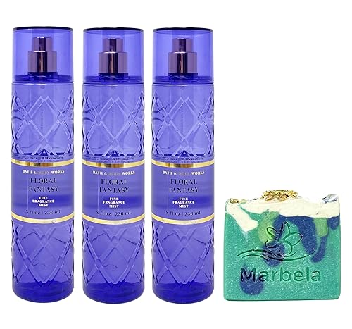 Bath & Body Works Floral Fantasy 3 Pack Fragrance Mist Bundle with an Aloe Vera Bar Soap - Full Size Beauty & Personal Care Bath & Body Works