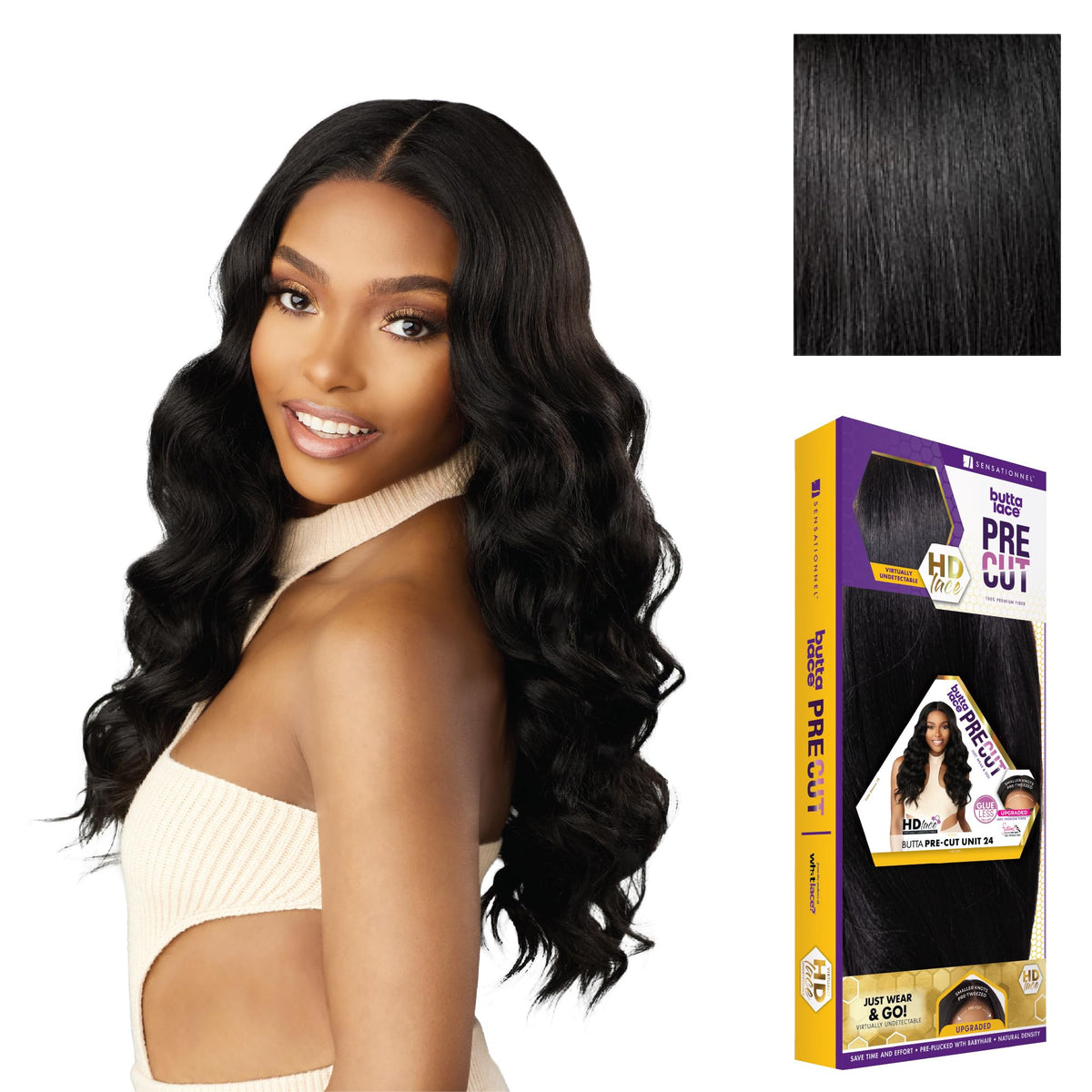 Sensationnel Butta Lace Precut Wig-Unit 24, 1 JETBLACK