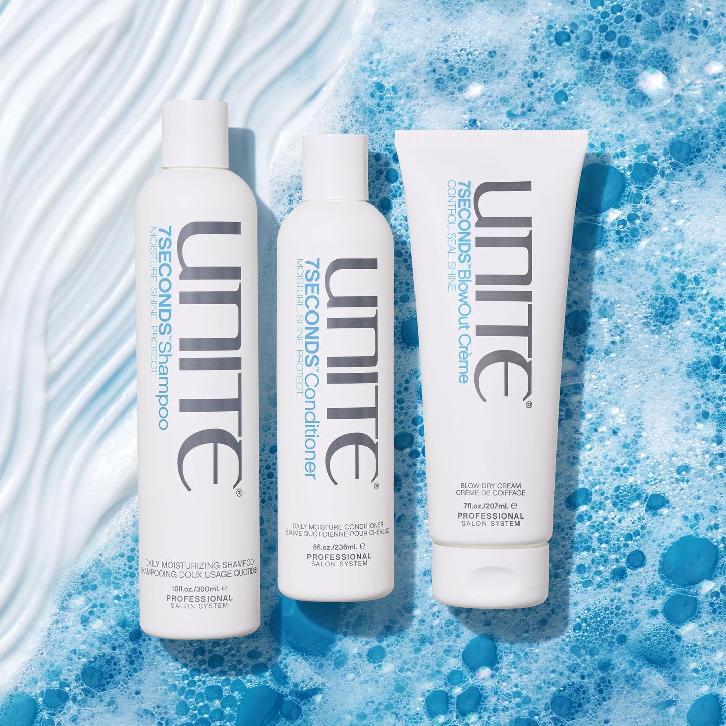 UNITE Hair - 7SECONDS Shampoo, Conditioner & Styling Crème Set - Hydrating Frizz Control for Dry, Damaged Hair - Repairs & Extends Blowout, All Hair Beauty & Personal Care UNITE
