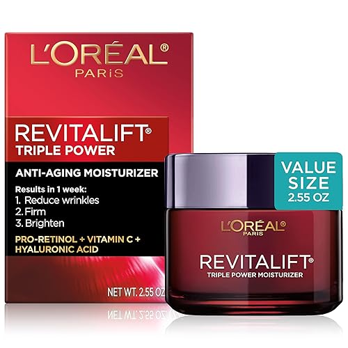 L'Oreal Paris Revitalift Triple Power Anti-Aging Face Moisturizer, Pro Retinol, Hyaluronic Acid & Vitamin C, Reduce Wrinkles 2.55 Oz Beauty & Personal Care L'Oreal Paris