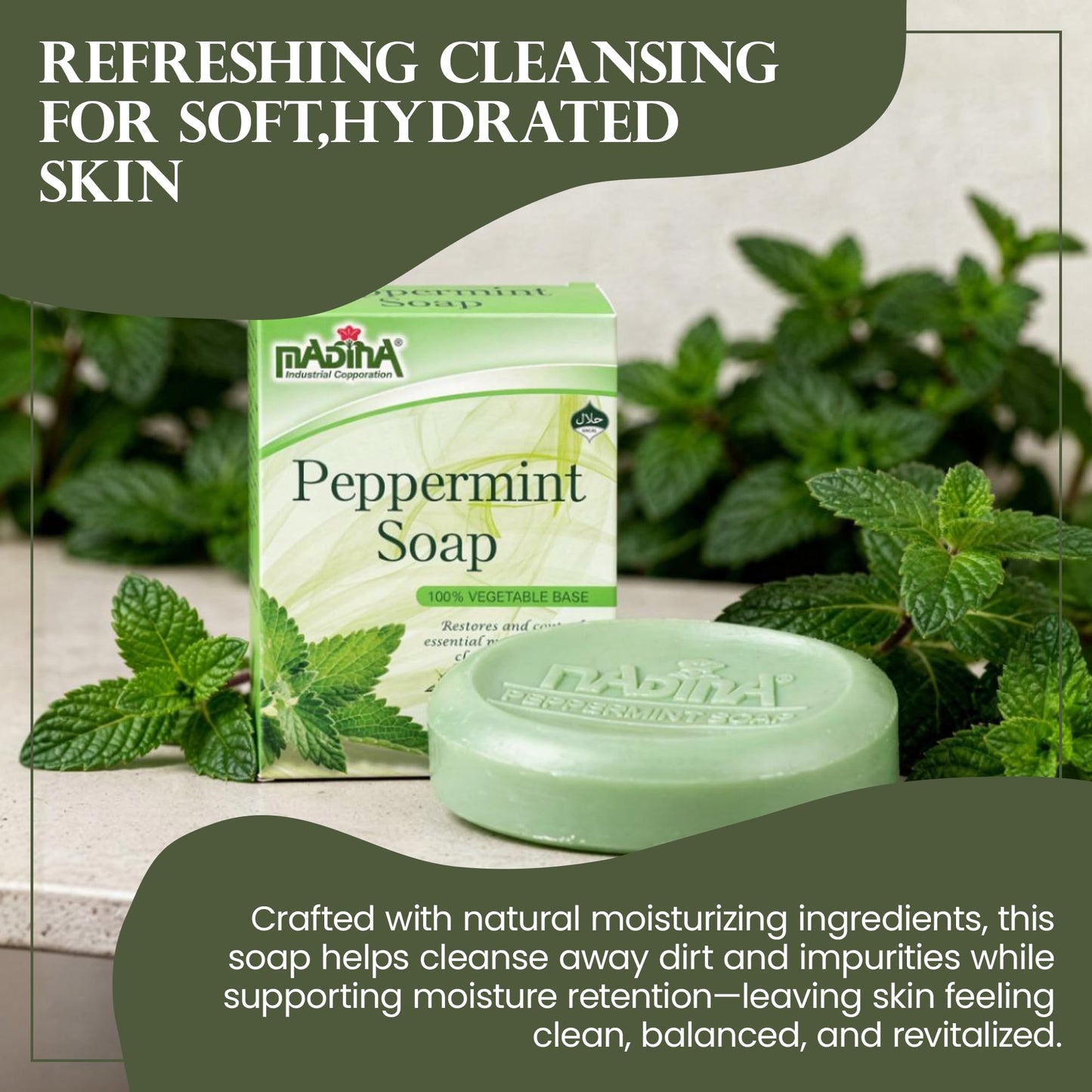 Madina Peppermint Soap Bar 6 Pack - Natural Moisturizing Soap, Invigorating Scent, Refreshing Cleanser, Rich Lather, Daily Use, For All Skin Types Beauty & Personal Care Madina