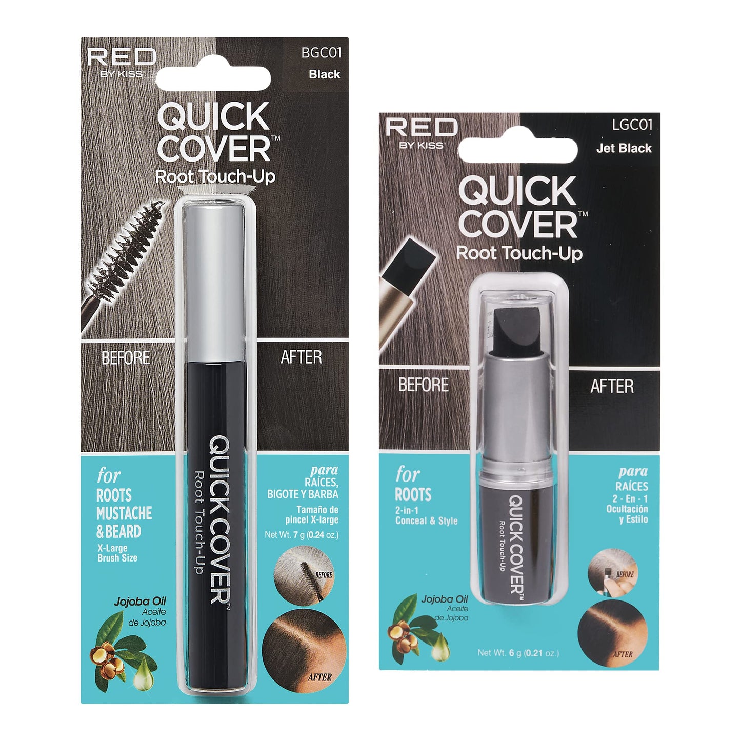 RED by Kiss Quick Cover Gray Hair Touch Up, Moisturize and Shine, Brush Type & Stick Type Set (Black) Beauty & Personal Care Red by Kiss