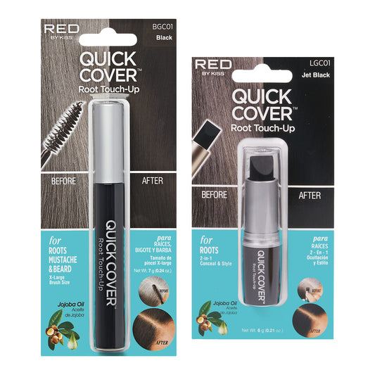RED by Kiss Quick Cover Gray Hair Touch Up, Moisturize and Shine, Brush Type & Stick Type Set (Black) Beauty & Personal Care Red by Kiss
