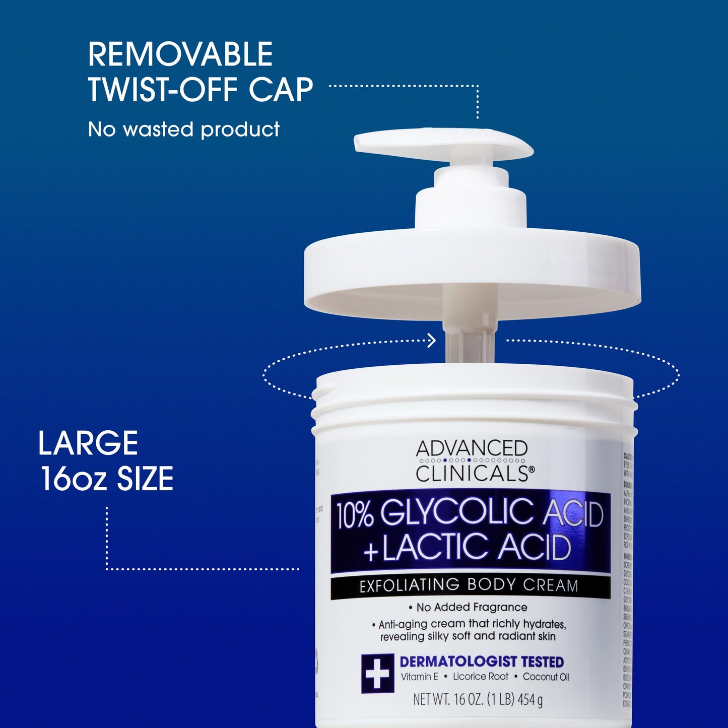 Advanced Clinicals 10% Glycolic Acid + Lactic Acid Lotion Exfoliant Moisturizing Cream With Hyaluronic Acid Moisturizer | AHA Exfoliating Body Cream Beauty & Personal Care Advanced Clinicals