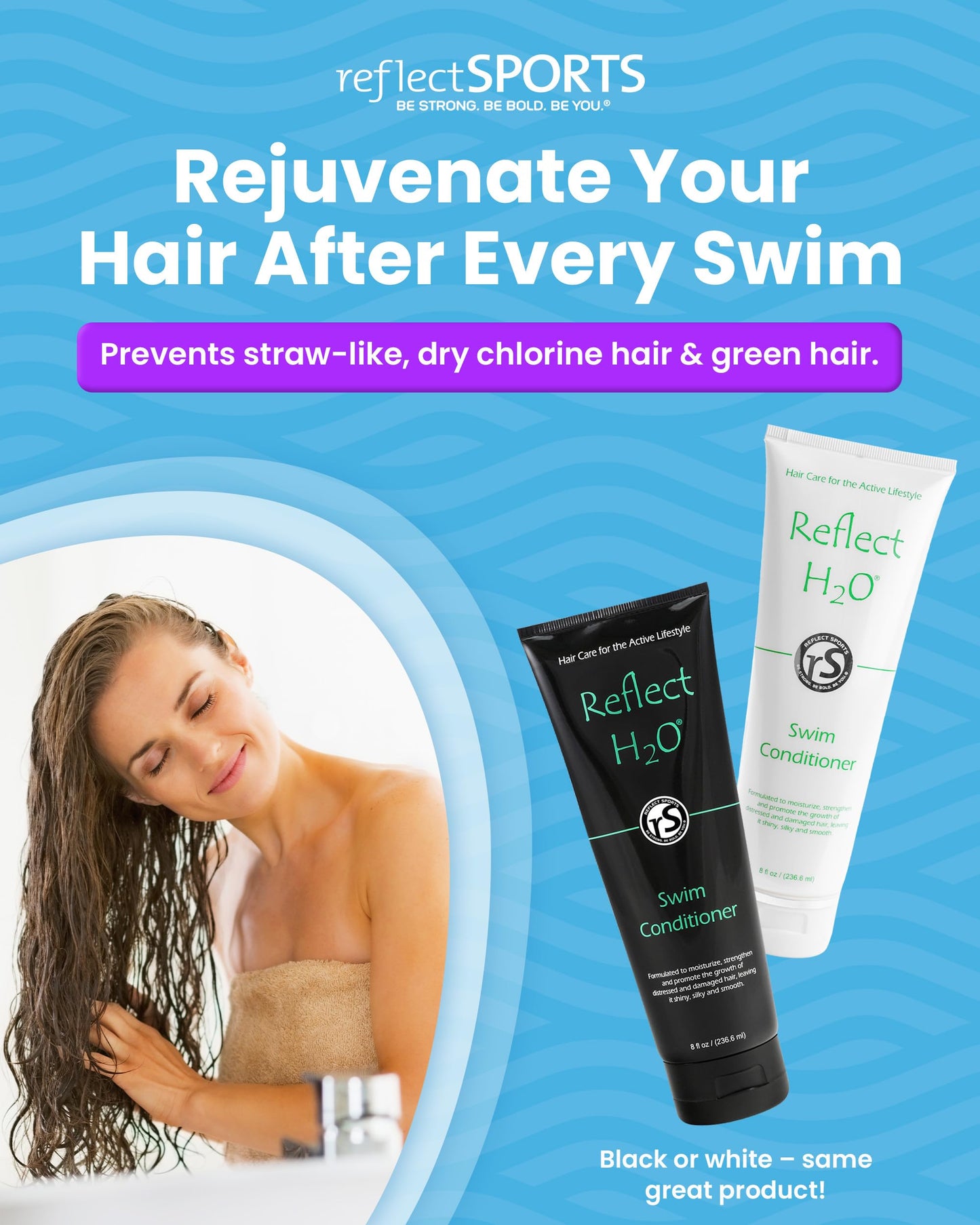 Reflect H?O Swim Conditioner - Moisturizing & Strengthening Swim Hair Care Conditioner for Damaged Hair - Sulfate-Free Chlorine Hair Protection Beauty & Personal Care Reflect Sports