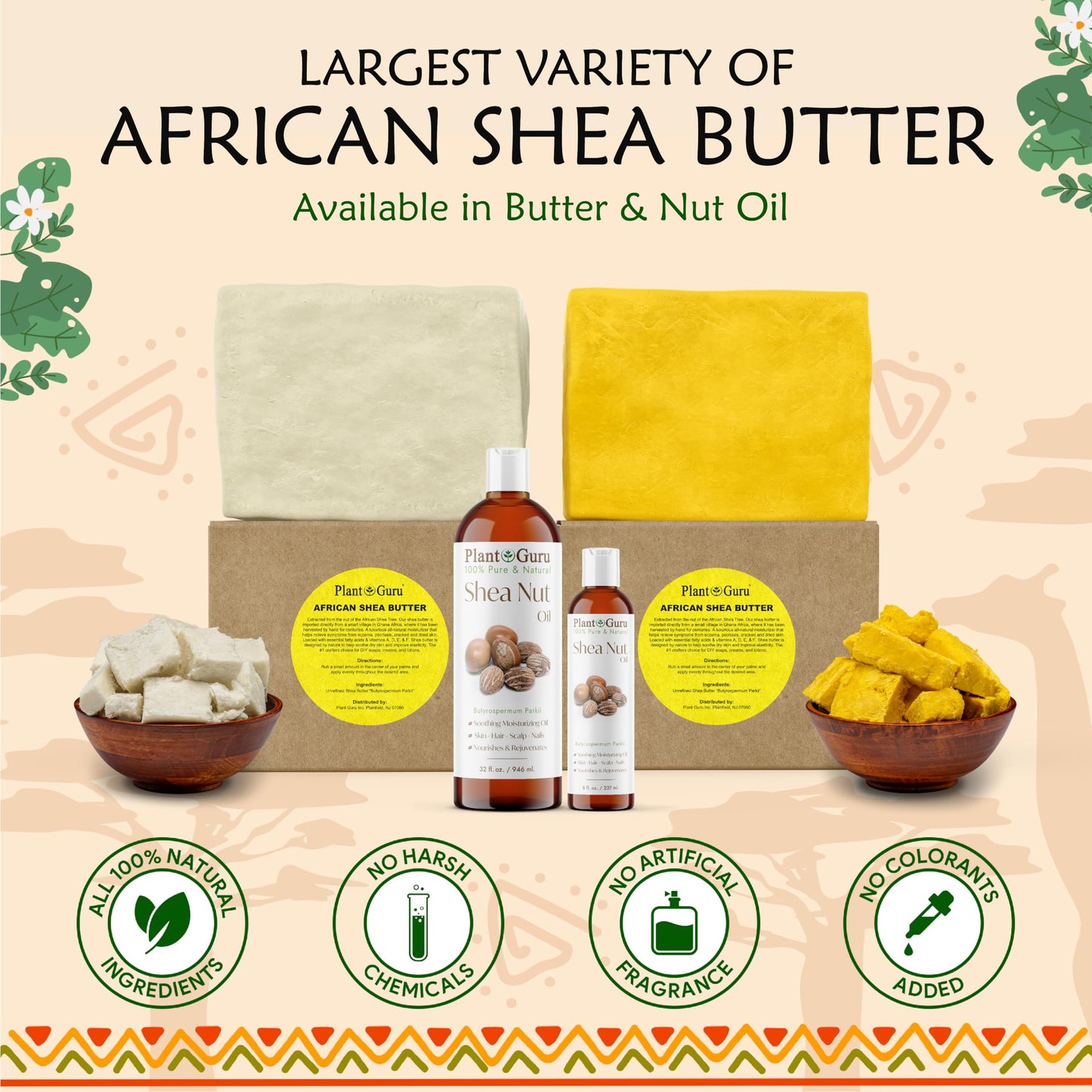 African Shea Butter Raw Unrefined 100% Pure Natural Organic Ivory Grade A - 4 oz - DIY Body Butters, Lotion, Cream, lip Balm & Soap Making Supplies Beauty & Personal Care Plant Guru