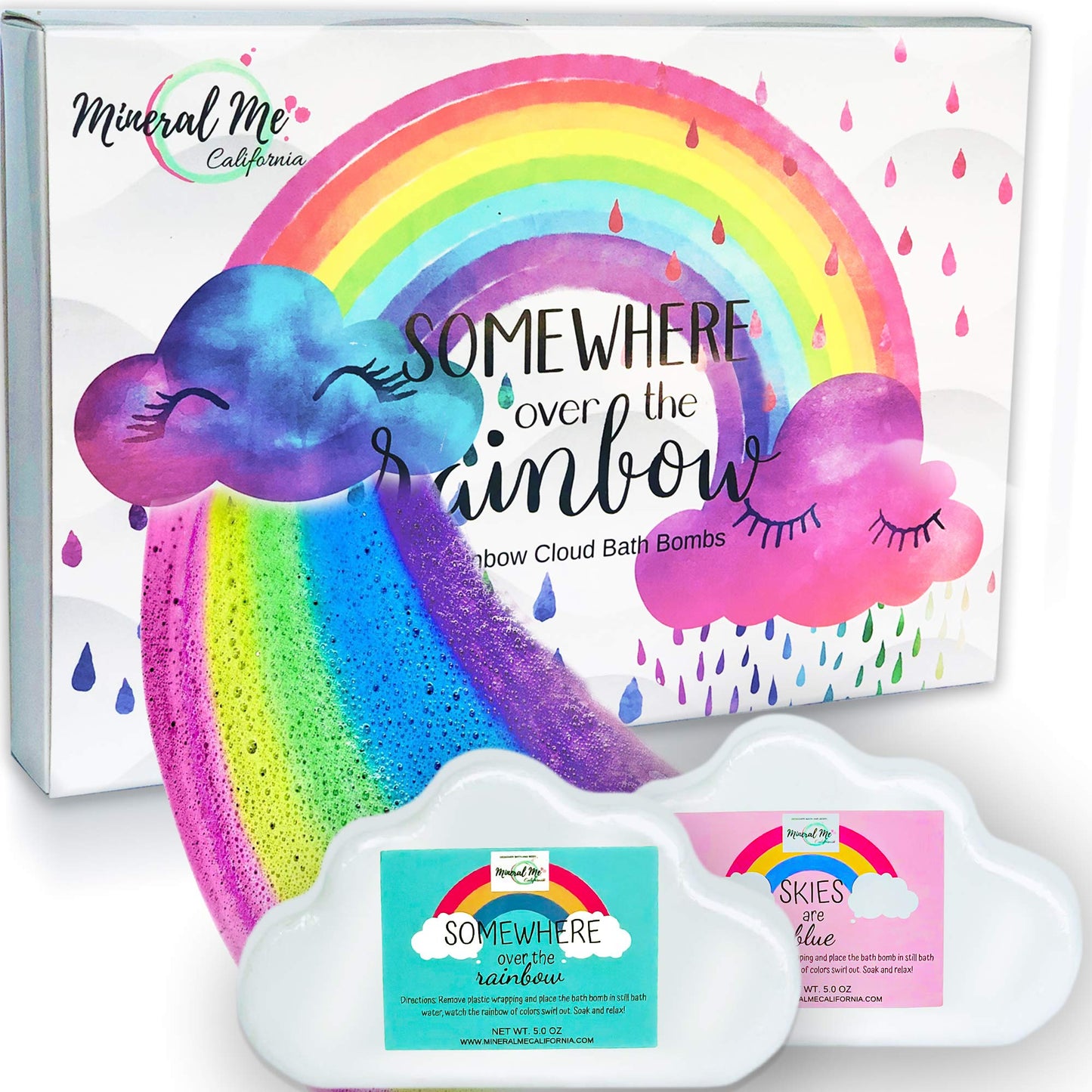 Bath Bombs for Kids - All Natural Magic Rainbow BathBombs with Organic Ingredients, Moisturizing, Vibrant Colors & Rich Bubbles, Cloud Bath Bombs Beauty and Personal Care Mineral Me California
