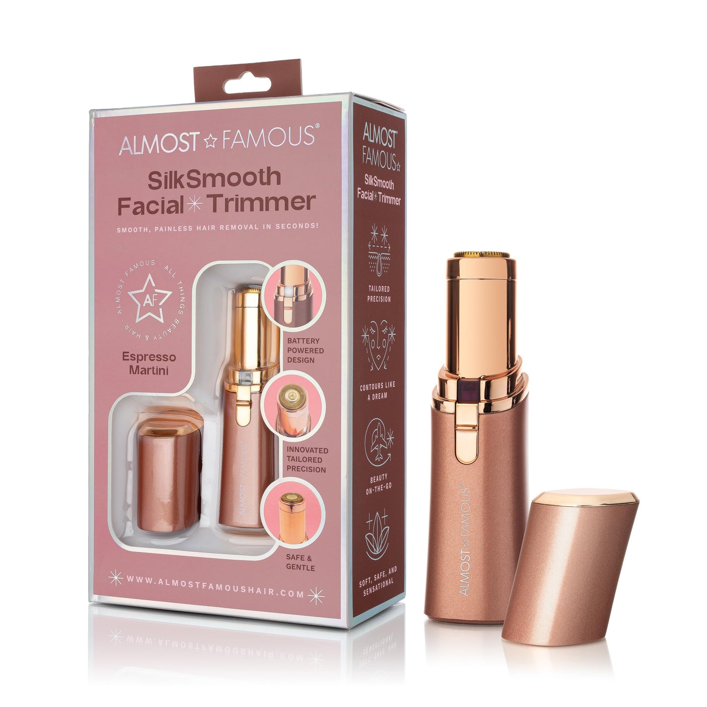 Almost Famous Perfect Precision Brow Shavers with Rose Gold Accents, Eyebrow Trimmer, Facial Hair Removal, Shaving Wand Tool for Women (Rose Gold) Beauty and Personal Care ALMOST FAMOUS