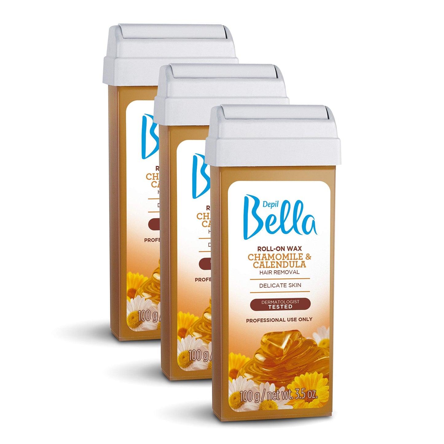 Depil Bella Brazilian Roll On Wax Chamomile and Calendula Depilatory - Body Waxing, Hair Removal Wax-Cartridge - Men and Women - Home Self Waxing Beauty and Personal Care DEPIL BELLA