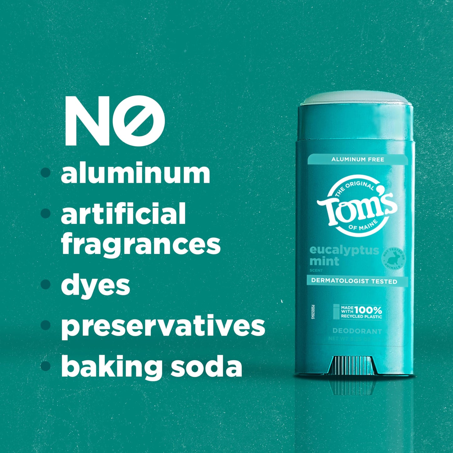 Tom’s of Maine Eucalyptus Mint Aluminum Free Natural Deodorant For Women & Men - Goes on Clear - Odor & Wetness Protection - Naturally Derived Beauty and Personal Care Tom's of Maine