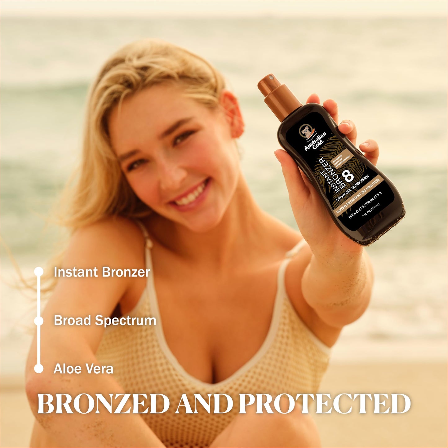 Australian Gold Spray Gel Sunscreen with Instant Bronzer SPF 8, 8 Ounce Beauty & Personal Care Australian Gold