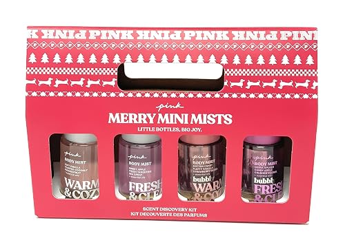 Victoria's Secret PINK Merry Mini Mist 4pc Gift Set Warm & Cozy, Fresh & Clean, Bubbly Warm & Cozy, Bubbly Fresh & Clean Beauty & Personal Care Victoria's Secret