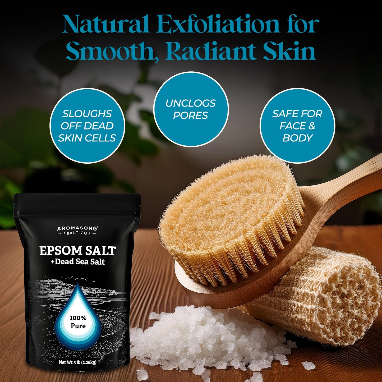Aromasong Epsom Salt with Dead Sea Salt for Soaking - Bulk 5 Lb - 100% Pure Bath Salt, Foot & Muscle Soak Beauty & Personal Care Aromasong