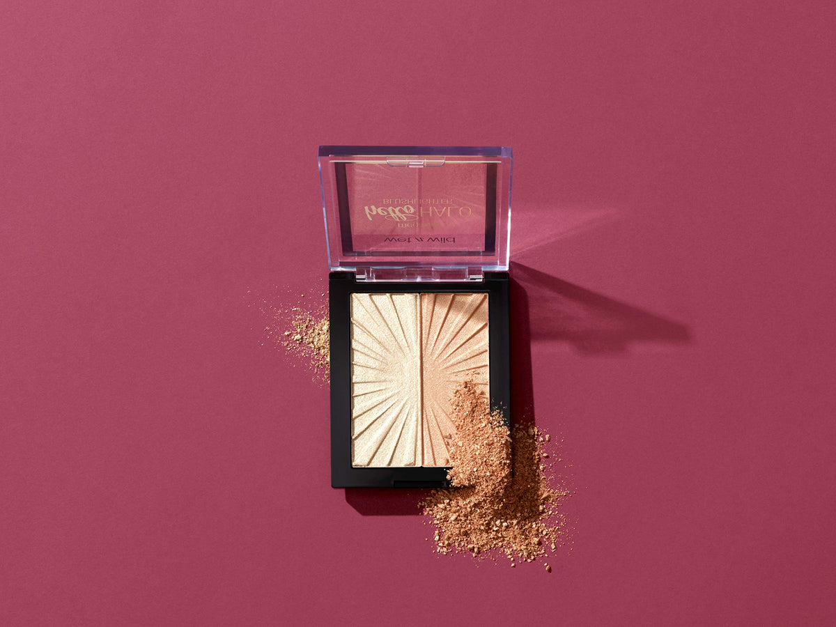 Wet n Wild, MegaGlo Hello Halo Blushlighter, Blush and Highlighter Duo, Soft and Buildable Shades with Ultra-reflective, Micro-fine Pearl Pigments