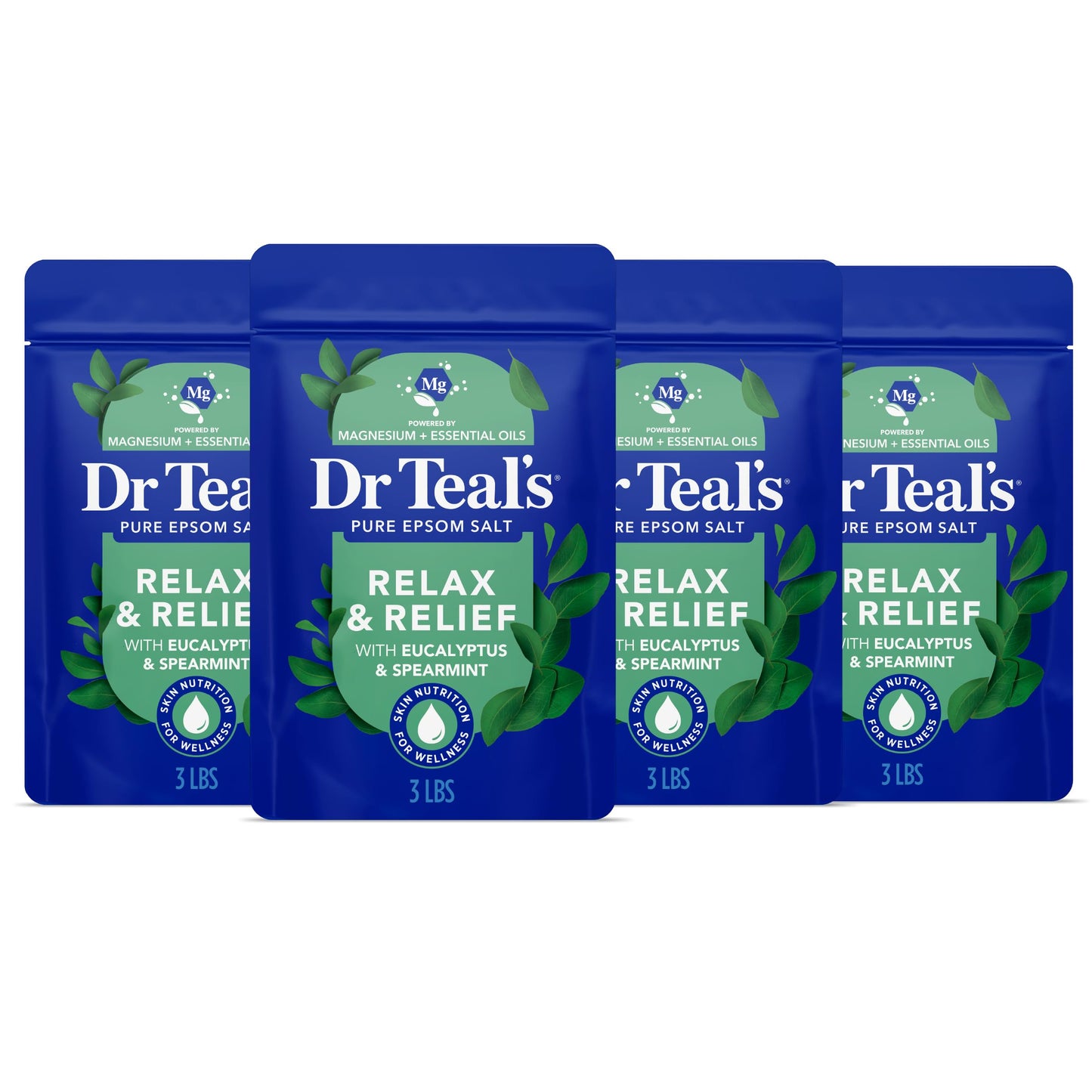Dr Teal's Pure Epsom Salt, Relax & Relief with Eucalyptus and Spearmint, 3 lb (Pack of 4) Beauty and Personal Care Dr Teal's