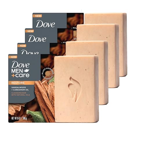 Dove Men+Care Cleansing Bar Soap Sandalwood + Cardamom Oil 4 Bars to Rebuild Skin in the Shower, a 4in1 Hair, Body, Face & Shaving Bar Beauty & Personal Care DOVE MEN + CARE