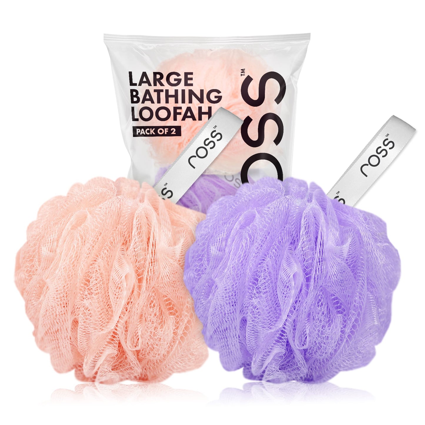 ross Large Bath Loofah Sponge Scrubber Exfoliator for High Lather Cleansing (Peach and Purple) Beauty and Personal Care Ross