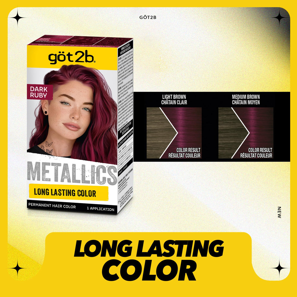 got2b Metallics Permanent Hair Dye, Dark Ruby M68, Hair Color for Women & Men, Formulated with Metallic-Shine Booster for Cool, Shimmering Tones Beauty & Personal Care Got2B