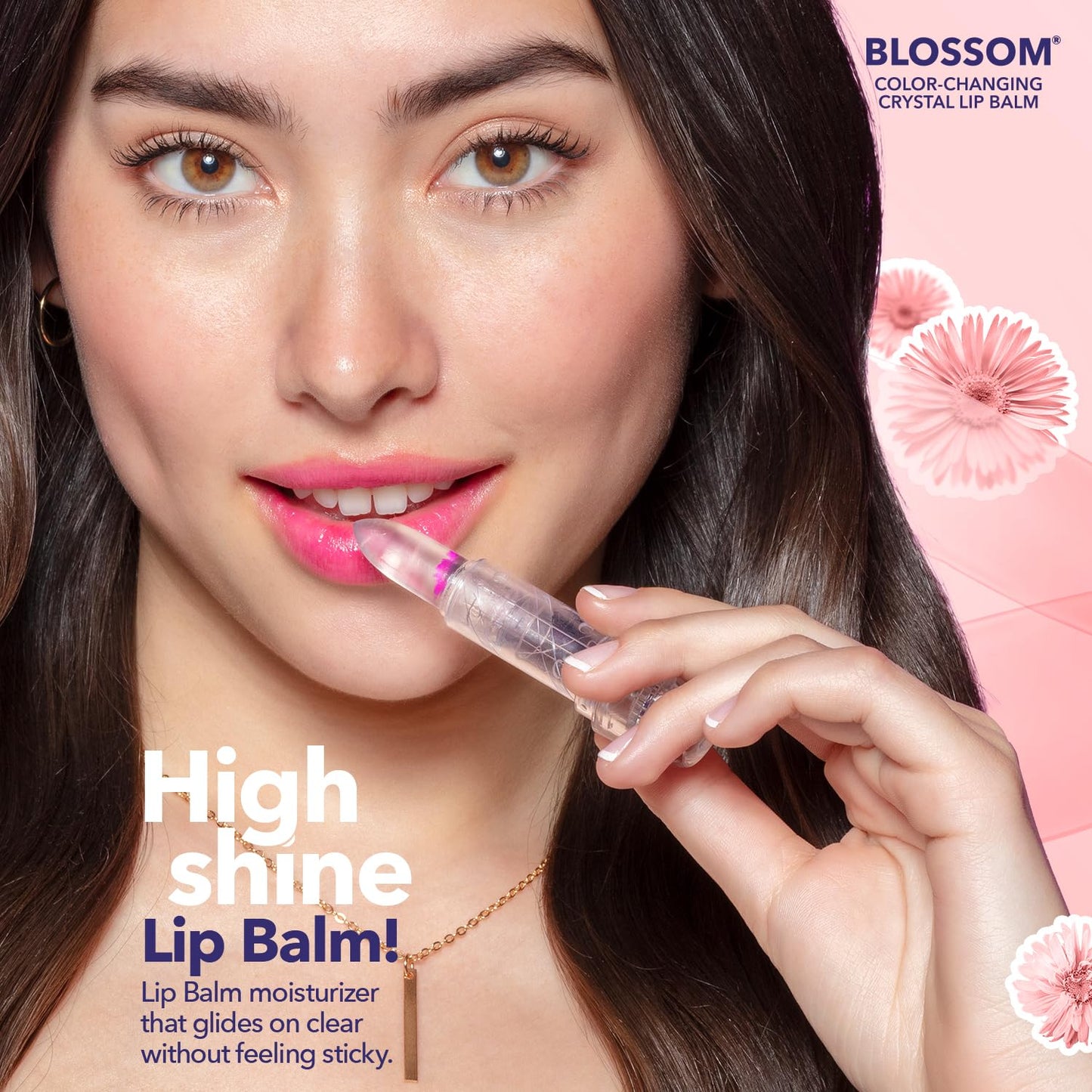 Blossom Moisturizing Scented pH Color Changing Crystal Lip Balm Strawberry Scented Lip Stain Tint, Mini Coconut Rollon Scented Lip Gloss, Infused Beauty & Personal Care Blossom