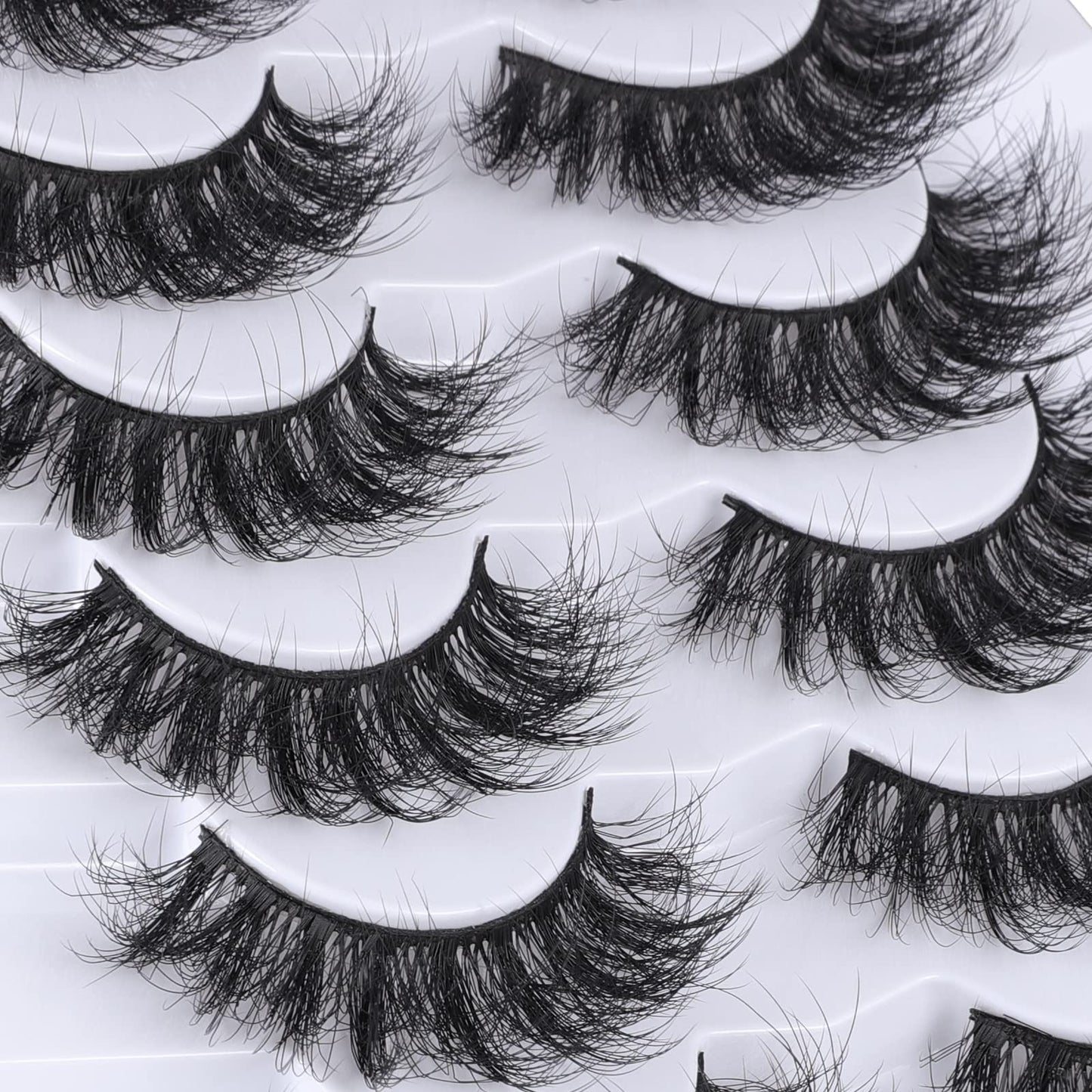 Mebver Lashes Eyelashes 8D Fluffy False Eyelashes Wispy Faux Mink Lashes Light Weight Fake Eyelashes Cat Eye Lashes 7 Pairs Pack, Black Beauty & Personal Care Mebver