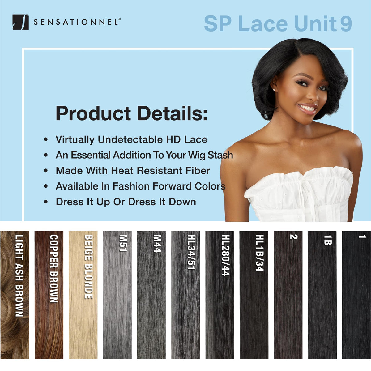 Sensationnel Dashly Lace Saltandpepper Wig-Sp Unit 9, 1 JETBLACK