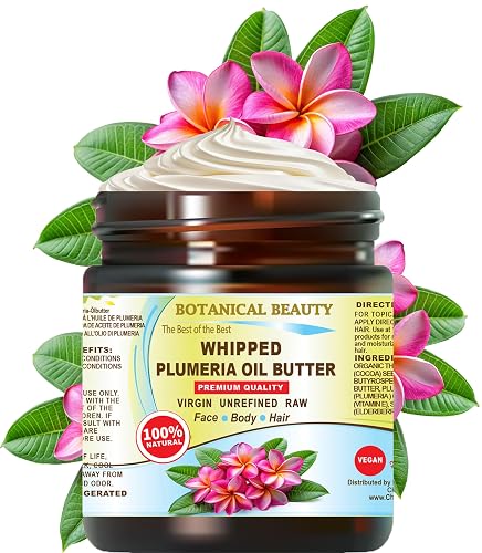 Botanical Beauty Whipped PLUMERIA OIL BUTTER 100% Natural Pure RAW. Cocoa Butter, Shea Nut Butter, Plumeria Oil Virgin Unrefined Cold Pressed Beauty & Personal Care Botanical Beauty