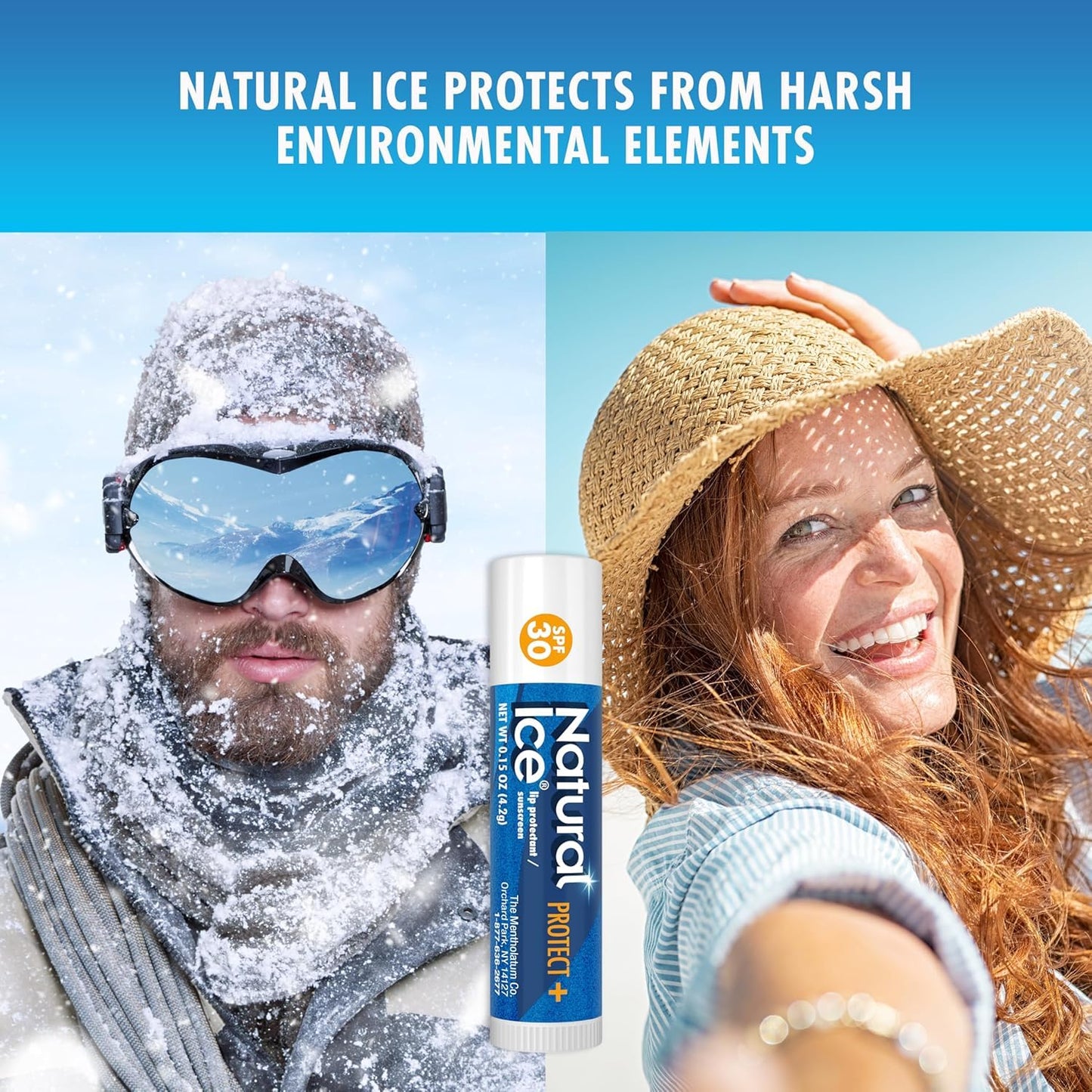 Mentholatum Natural Ice Protect+ Broad Spectrum SPF 30 Medicated Lip Balm, 0.15 Ounce (Pack of 9) Beauty & Personal Care Mentholatum
