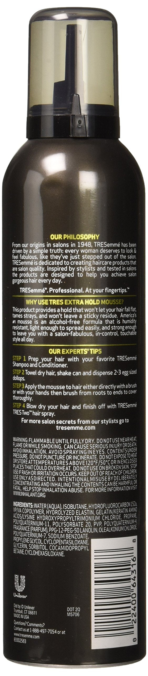 TRESemmé TRES Two Hair Mousse Extra Hold 10.5 oz(Pack of 6) Beauty & Personal Care TRESemmé