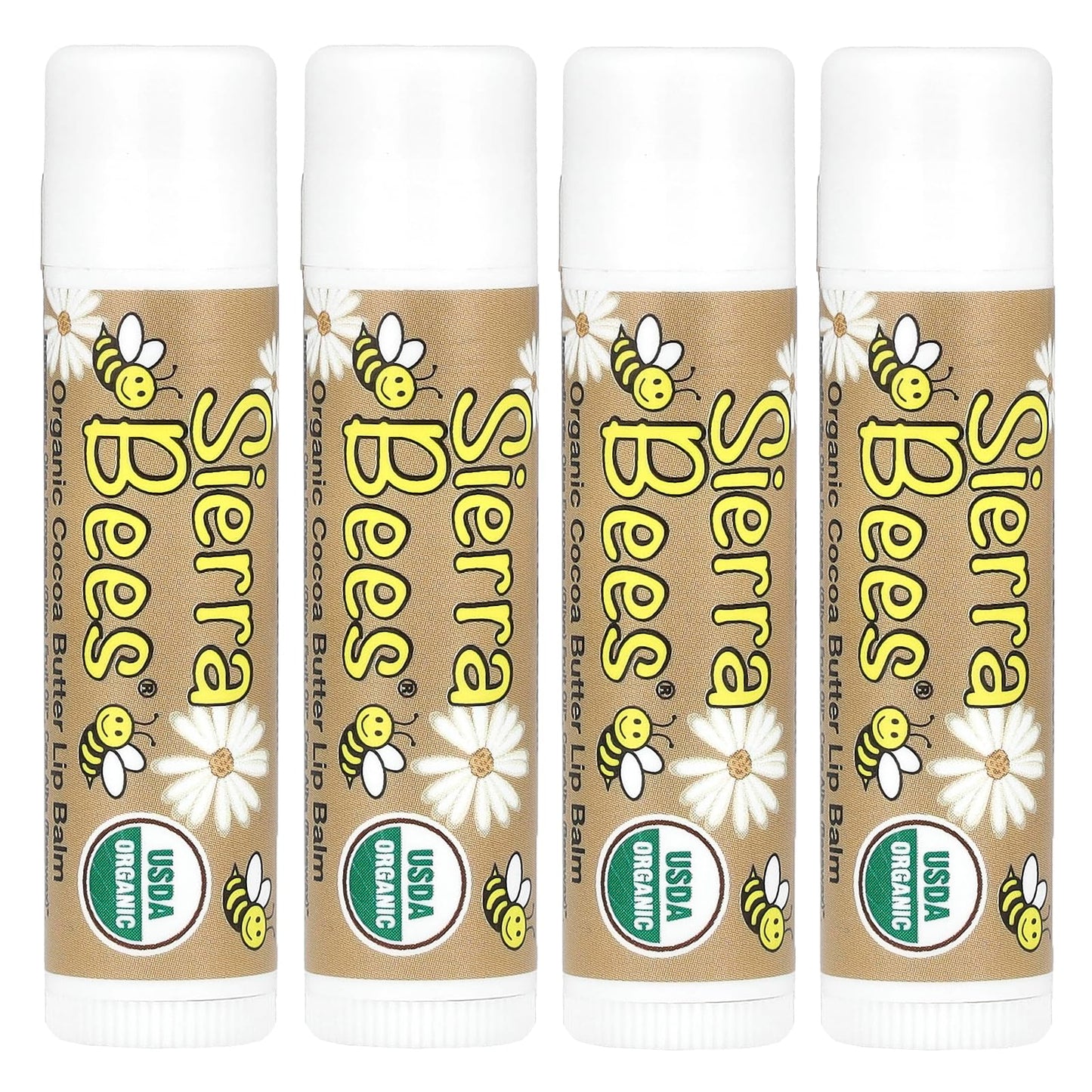 Sierra Bees Organic Lip Balms, Cocoa Butter, 4 Pack, 0.15 oz (4.25 g) Each Beauty and Personal Care Sierra Bees