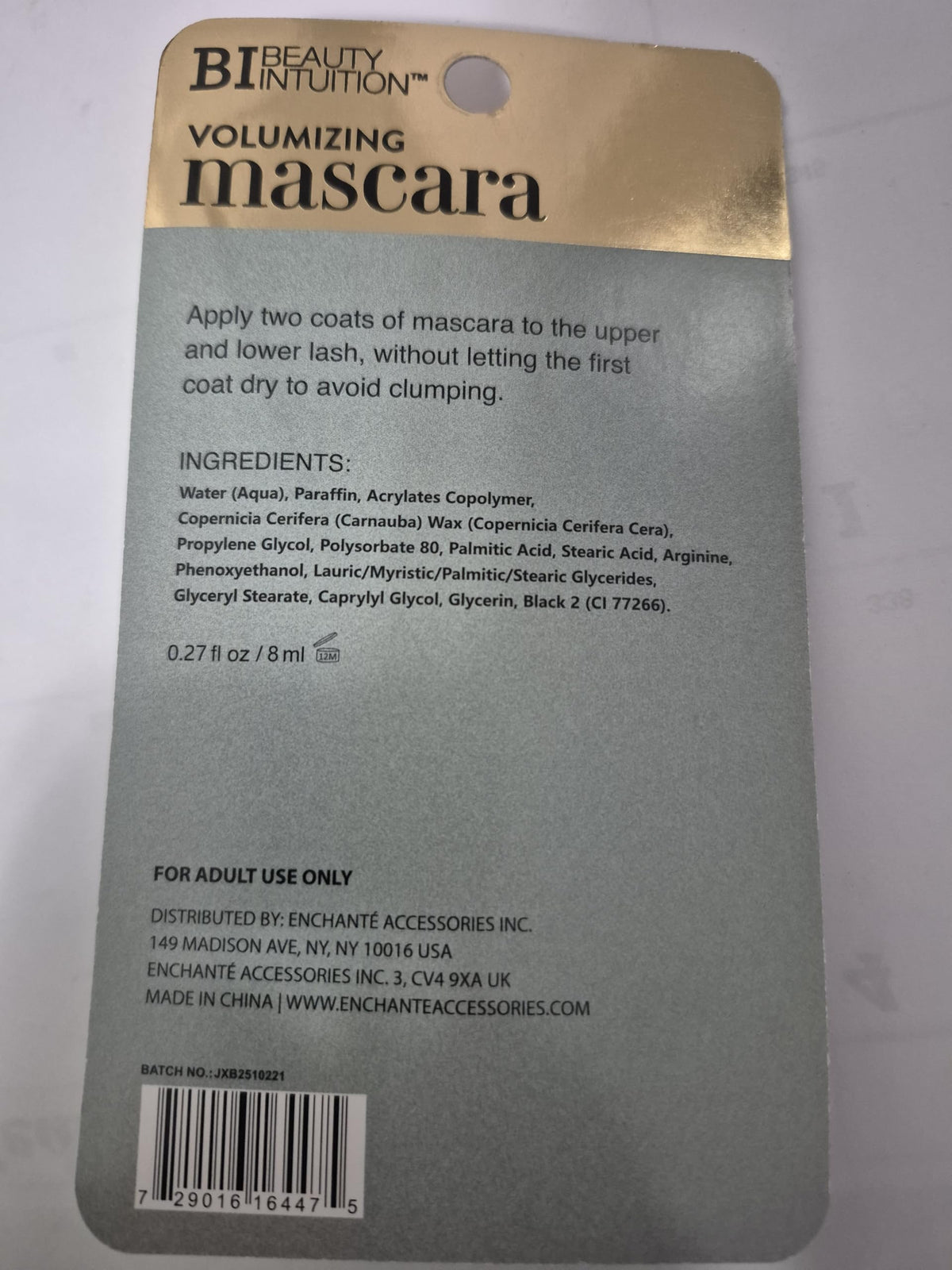 Beauty Intuition Lash Extra Volumizing Mascara, Matte Black, Extreme Volume, Zero Smudge