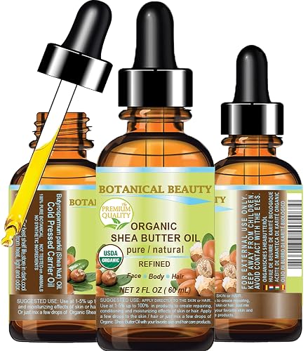 Botanical Beauty Organic SHEA BUTTER OIL 100% Pure Natural Undiluted Refined Cold Pressed Carrier Oil for Face, Skin, Hair, Lip, Nails. African Shea Beauty & Personal Care Botanical Beauty
