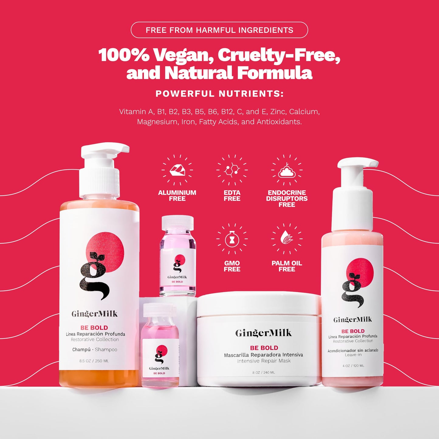 SOS Hair Repair Kit by Ginger Milk Natural Care | 4-Step Deep Repair & Hydration System | For Dry, Damaged & Color-Treated Hair | With Hyaluronic Beauty & Personal Care Ginger Milk Natural Care