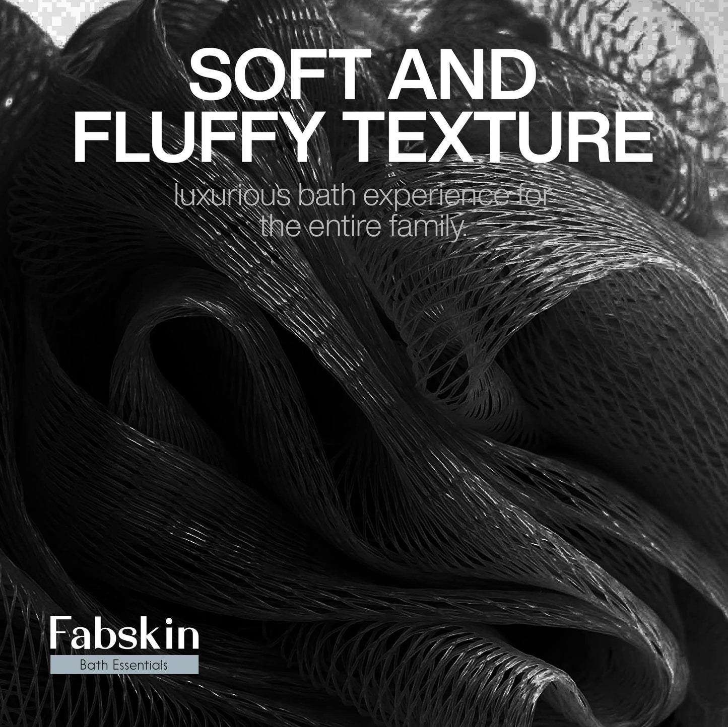 FABSKIN Loofah for Bathing - Bath Shower Sponge Scrubber Exfoliator for Women and Men - Body Wash Scrub - Bath Scrubber for Body (BLACK) Beauty and Personal Care FABSKIN