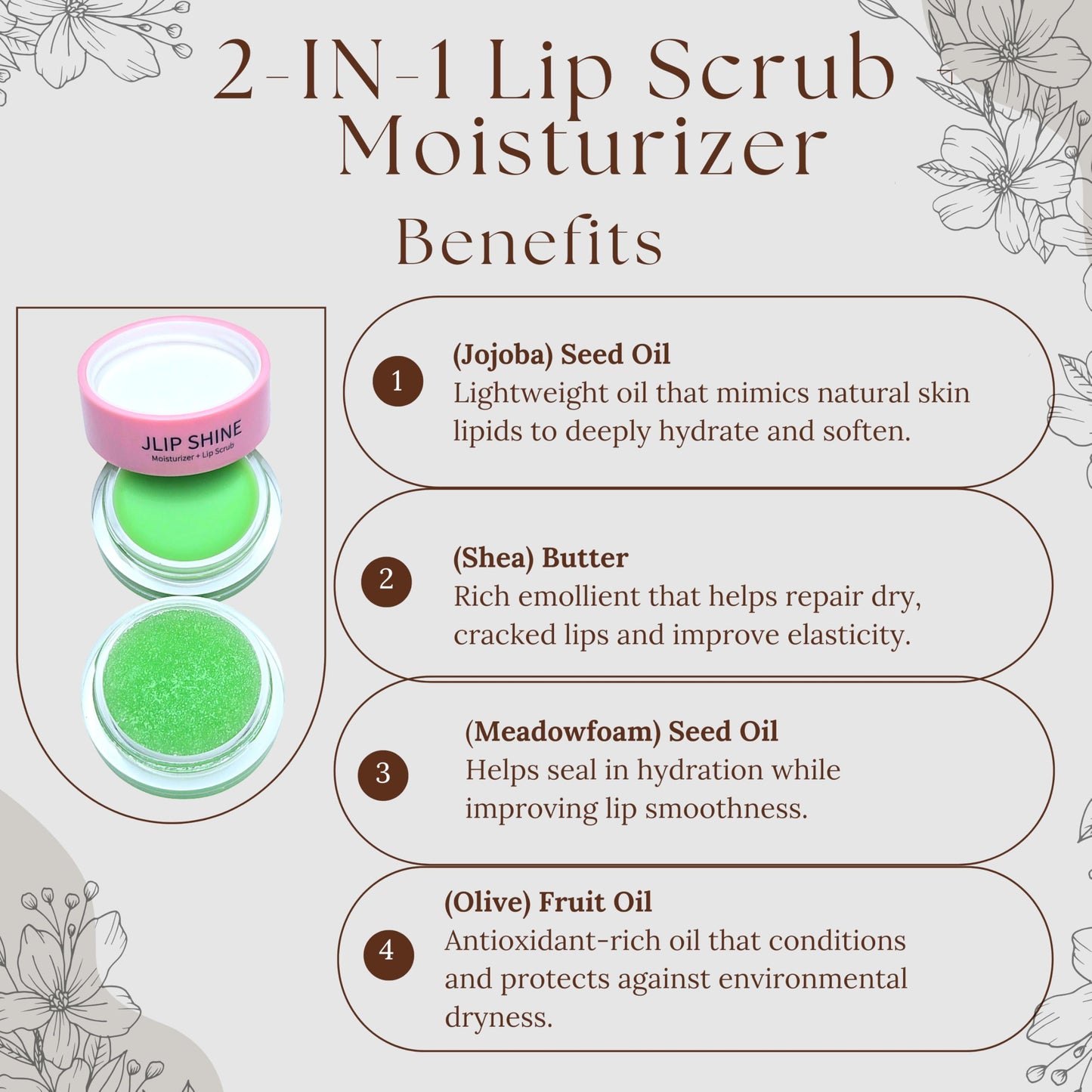 JLipShine 2 in 1 Lip Moisturizer and Lip Scrub, Exfoliating and Hydrating Formula,Smooth. Nourish. Shine. 5g x 2, 0.176 oz (Vanilla,flavor) Beauty and Personal Care BIOTYFACEPRO SKINCARE