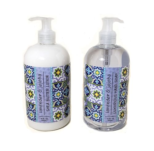 Greenwich Bay Trading Company Garden Collection Bundle: Lavender & Jojoba - 16 Ounce Shea Butter Lotion & 16 Ounce Hand Soap Beauty & Personal Care Greenwich Bay Trading Company