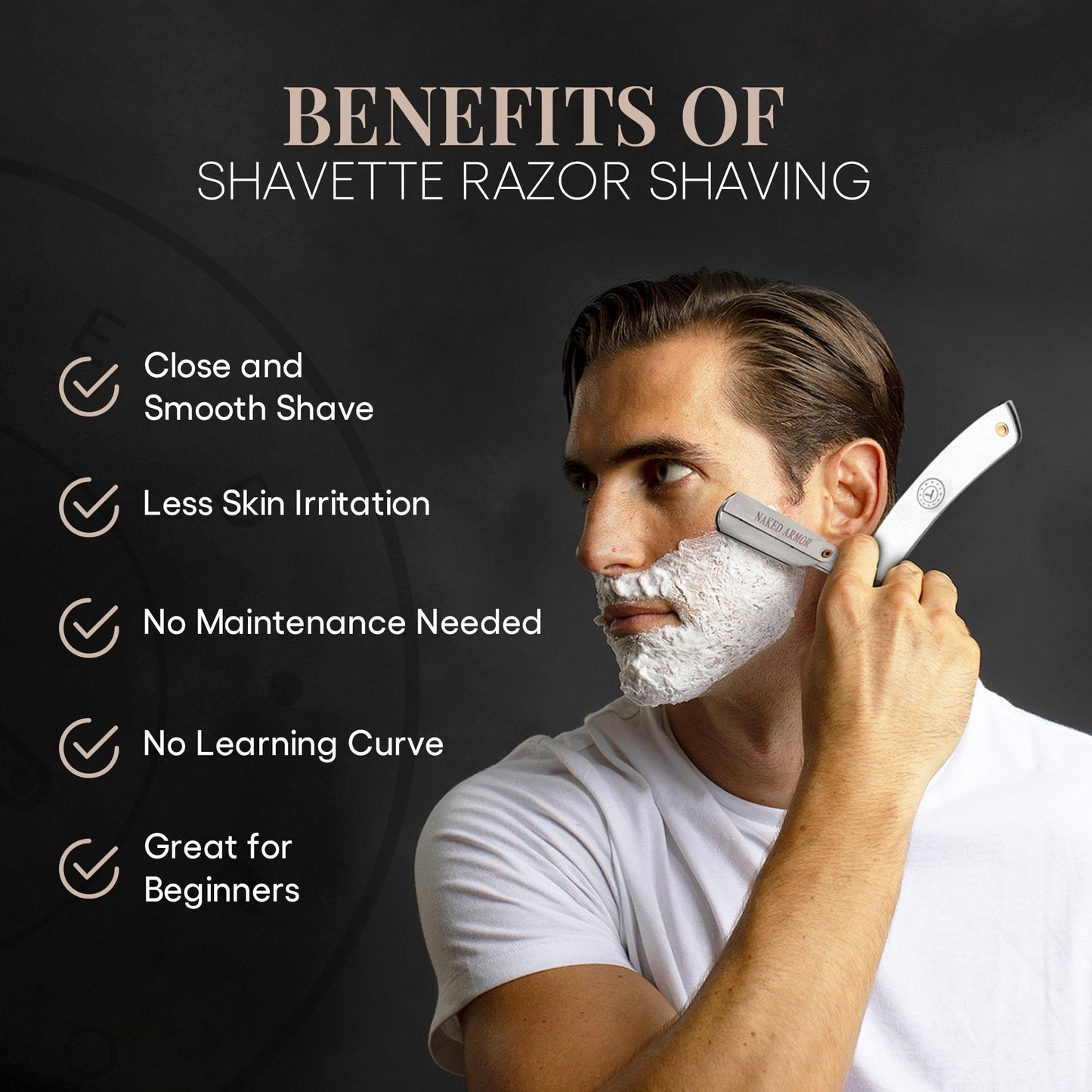 Best Shavette Straight Razor - Replaceable Blade Straight Razor, Metal Handle Shavette, No Stropping or Honing, Great For Beginners, Starter Blade Beauty and Personal Care Naked Armor