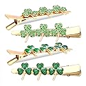 St.Patrick’s Day Hair Clips Crystal Glitter Shamrock Hairpins Green Lucky Leaf Embellished Gold Alligator Hair Clips for Party Gift (2 Pairs Lucky Beauty & Personal Care HEIDKRUEGER