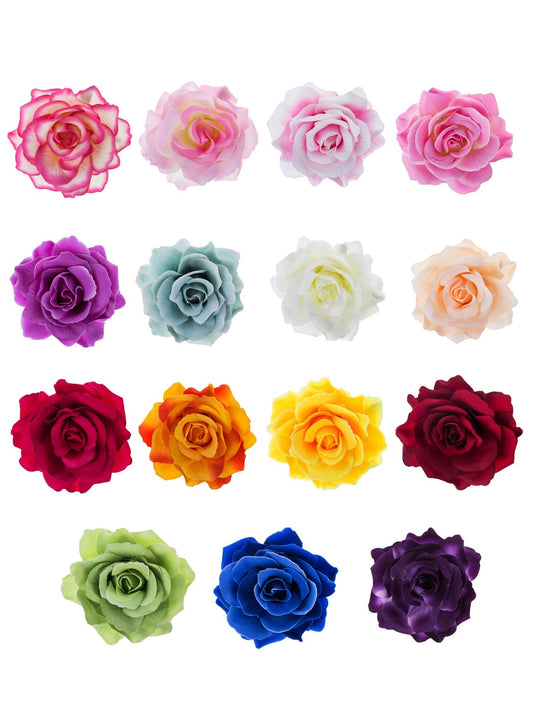 15 Pieces Flower Hair Clip for Women Rose Floral Pins Accessories for Wedding(Fresh Colors) Beauty & Personal Care Outus