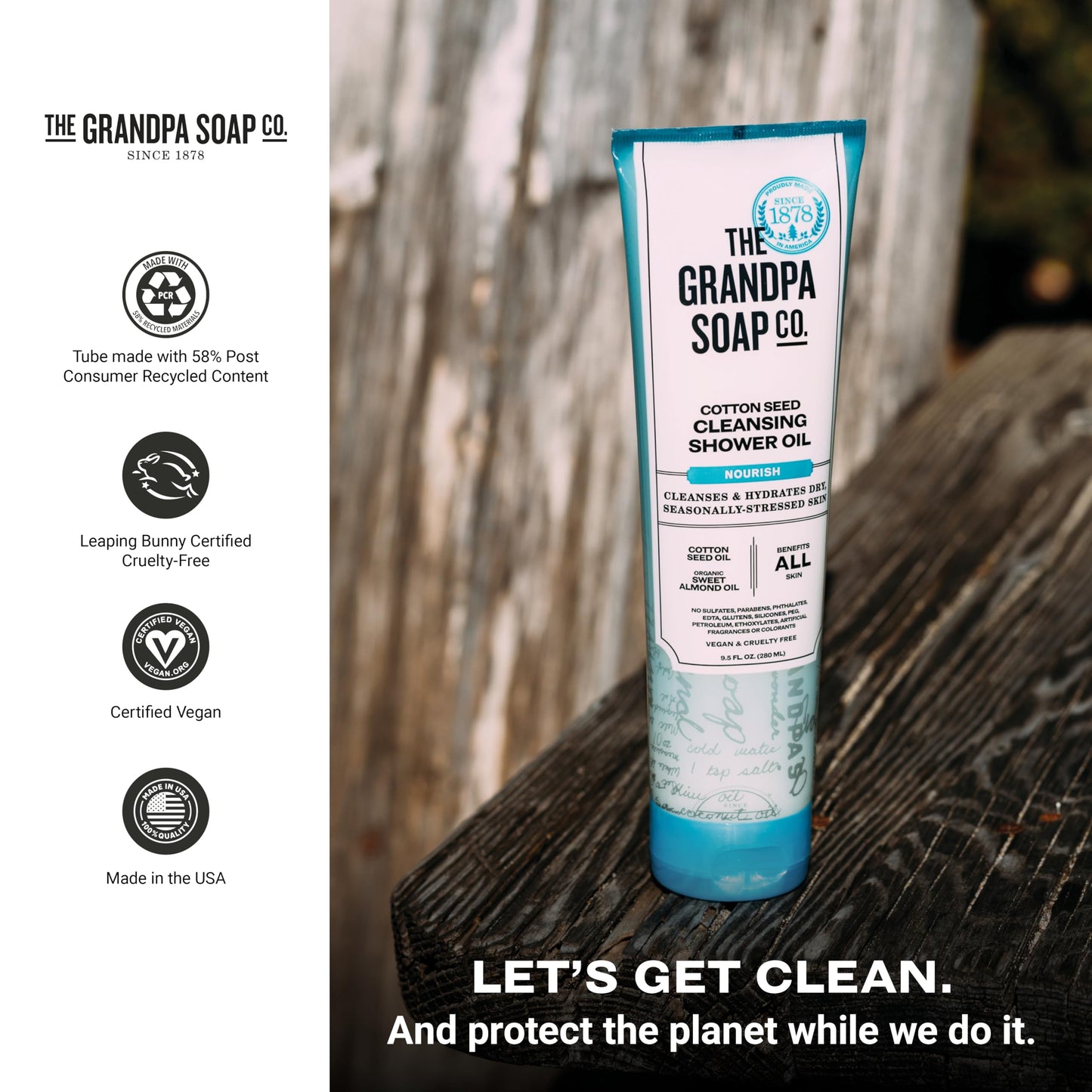 The Grandpa Soap Company Cottonseed Oil Body Wash Cottonseed + Organic Sweet Almond Oils - Clean, Vegan & Cruelty Free Formula - Nourishing Body Soap Beauty and Personal Care The Grandpa Soap Company