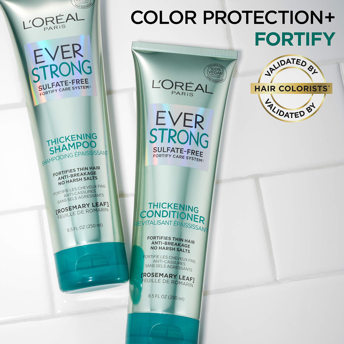 L'Oreal Paris EverStrong Thickening Sulfate Free Shampoo, Thickens + Strengthens, For Thin, Fragile Hair, with Rosemary Leaf, 2 Count (8.5 Fl; Oz Beauty & Personal Care L'Oreal Paris