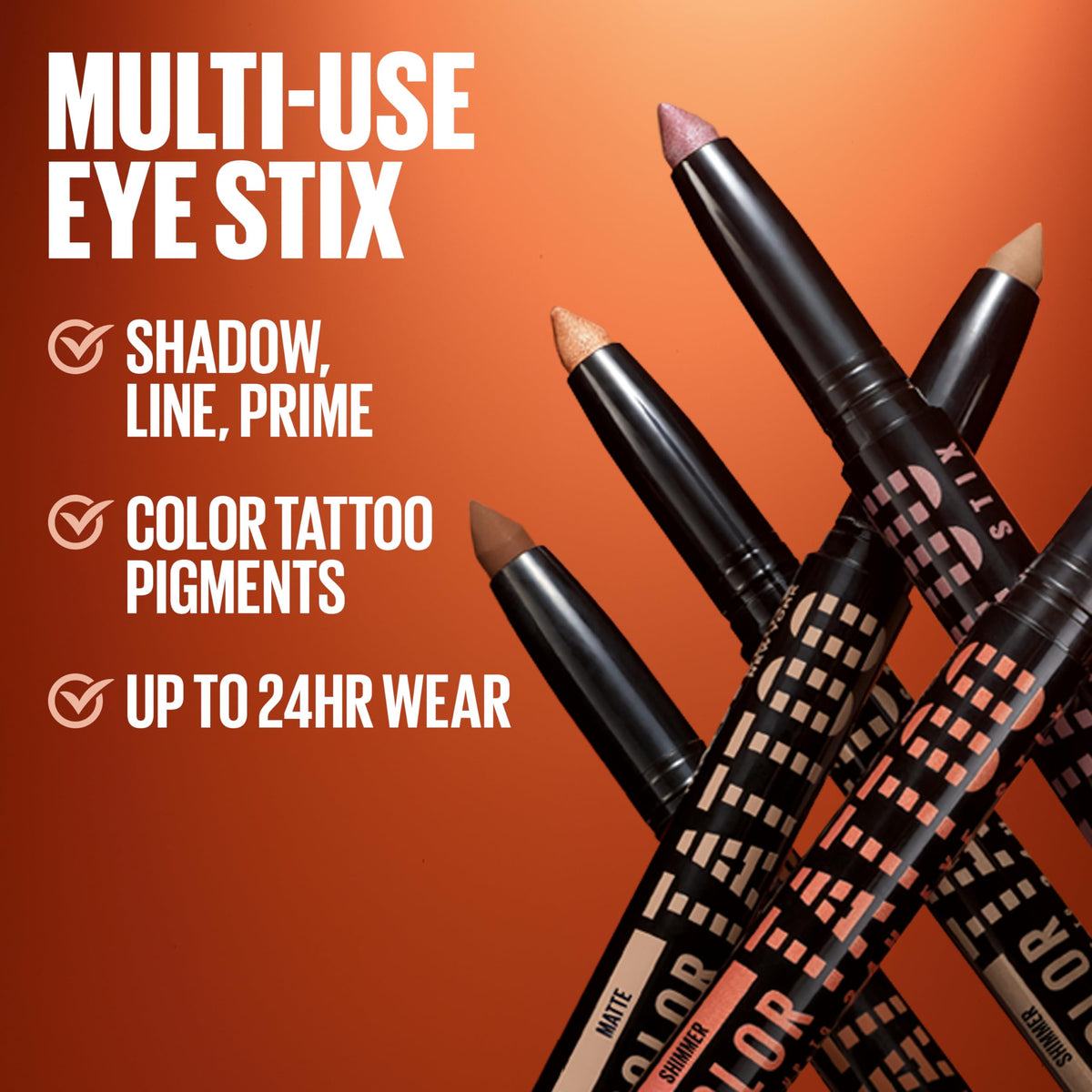 MAYBELLINE Color Tattoo Longwear Multi-Use 24HR Eye Shadow Stix, Rich, Long Lasting Eyeshadow, Eyeliner and Eye Primer Stick, I Am Authentic (Rose