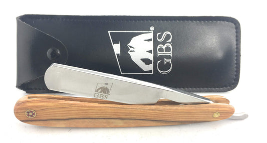 G.B.S Natural Wood Finish Scales 5/8in Straight Razor, Shaving Razor with Natural Wooden Handle and Stainless Steel for Beard Shaping Beauty and Personal Care G.B.S