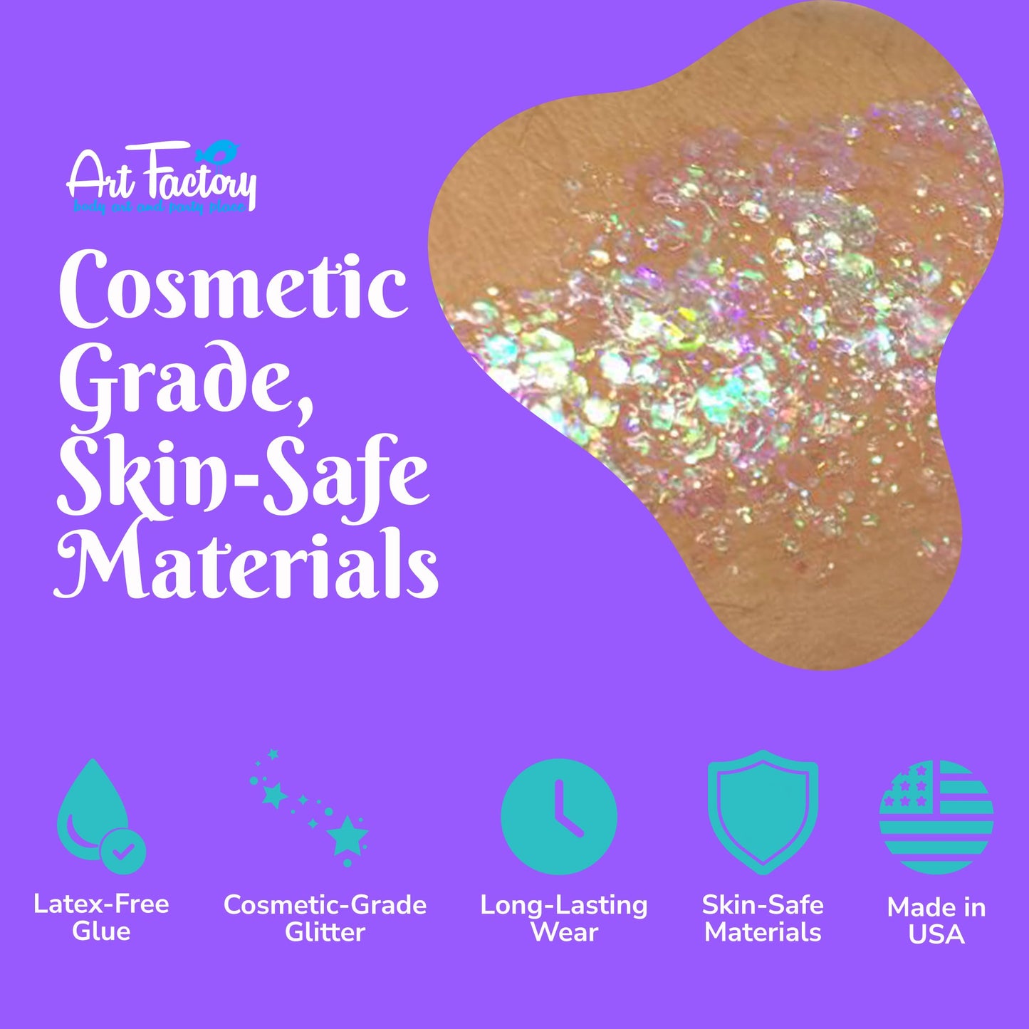 Art Factory Snowflake Iridescent Clear Body Glitter Gel - Chunky Cosmetic Glitter for Face, Hair & Body - Festival Rave Makeup, Long Wear Hair Glitter Beauty & Personal Care Art Factory
