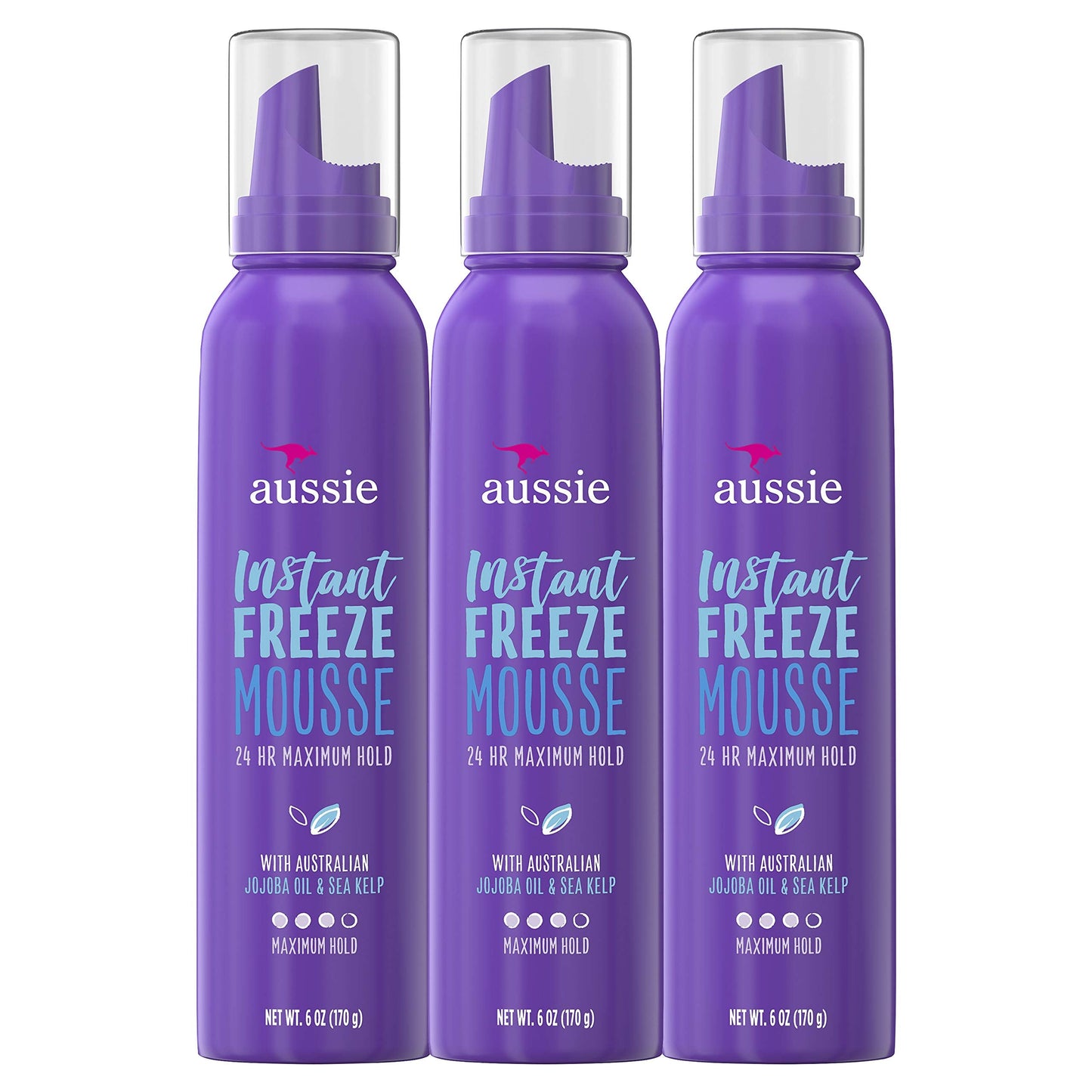 Aussie Mousse, with Jojoba & Sea Kelp, Instant Freeze, 24 Hour Hold, 6 fl oz, Triple Pack Beauty & Personal Care Aussie