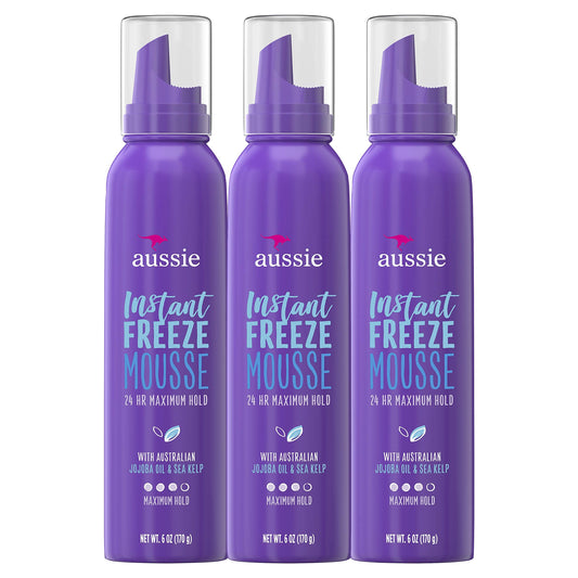 Aussie Mousse, with Jojoba & Sea Kelp, Instant Freeze, 24 Hour Hold, 6 fl oz, Triple Pack Beauty & Personal Care Aussie
