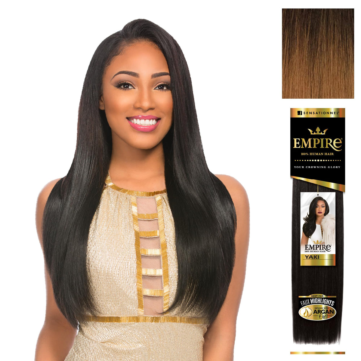 Sensationnel Empire Yaki Human Hair,1 Pack 8 inch, T1B/30