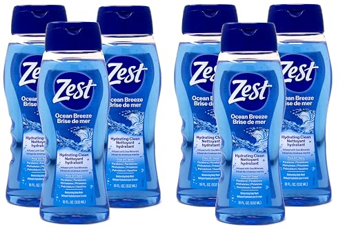 Zest Body Wash - Enriched with Sea Minerals - Invigorating Scent - Hydrating Body Soap - Suitable for All Skin Types - Ocean Breeze - 6 pc Beauty & Personal Care Zest
